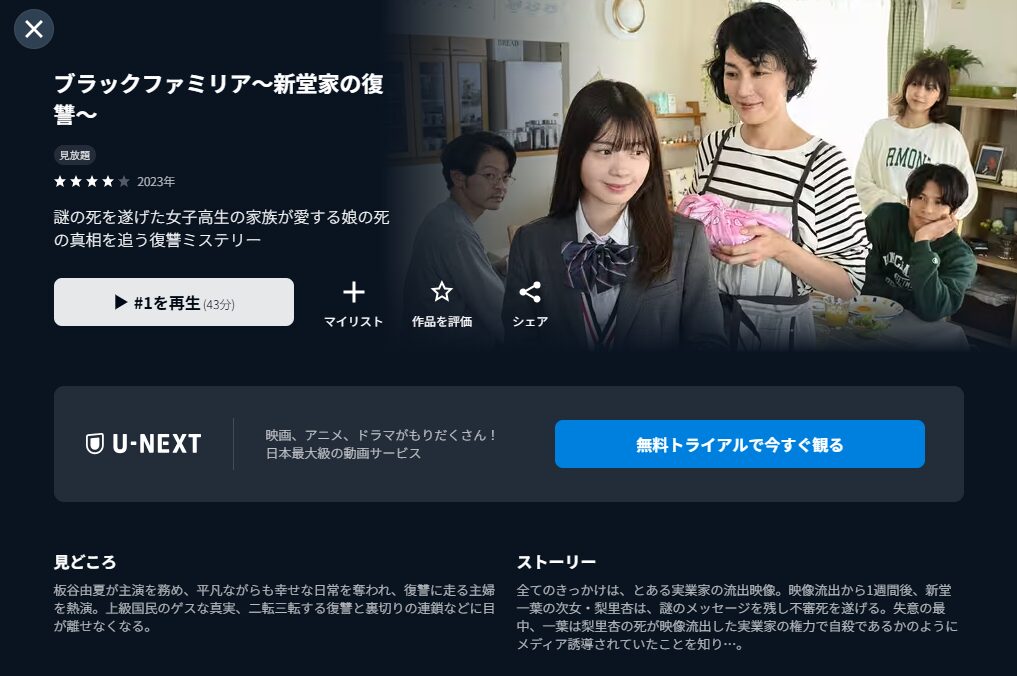 U-NEXTのブラックファミリア配信画像