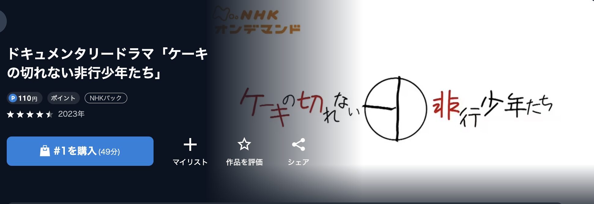 NHKオンデマンドのケーキの切れない非行少年たち配信画像