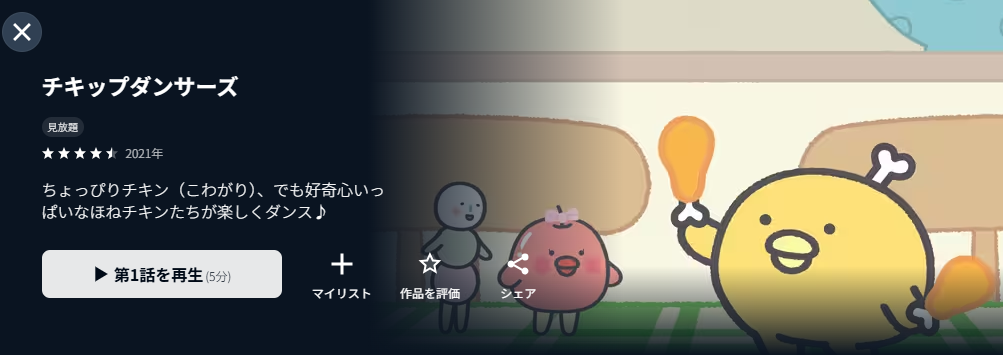 U-NEXTのチキップダンサーズ配信画像