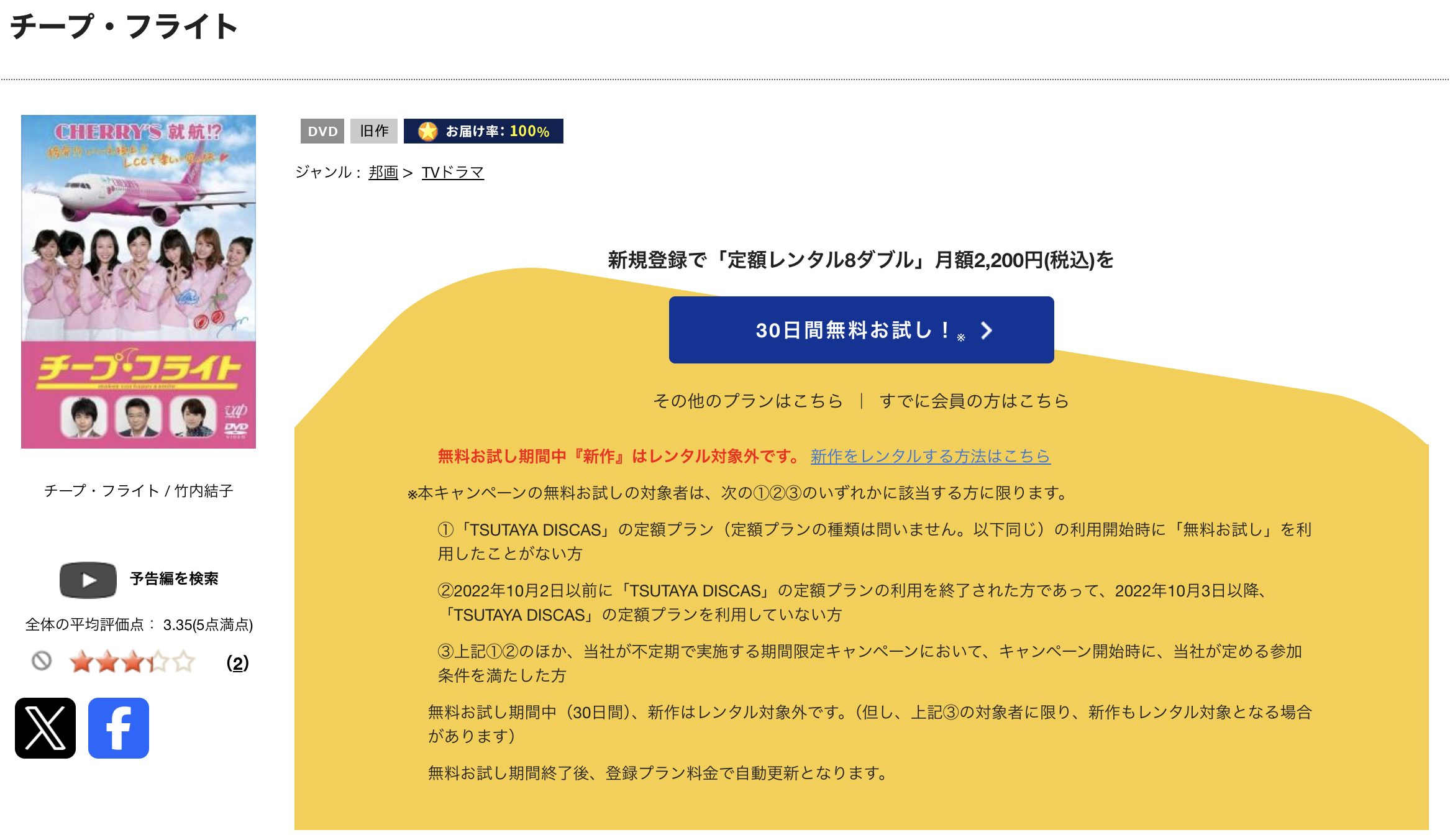 TSUTAYA DISCASのチープ・フライト
