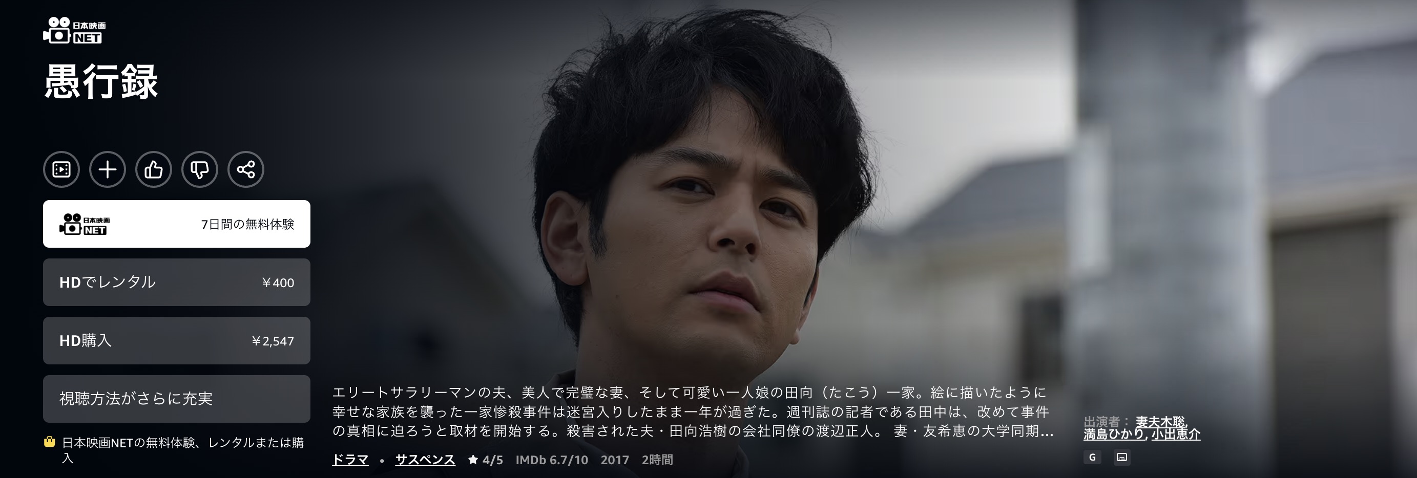Amazonプライムの愚行録配信画像