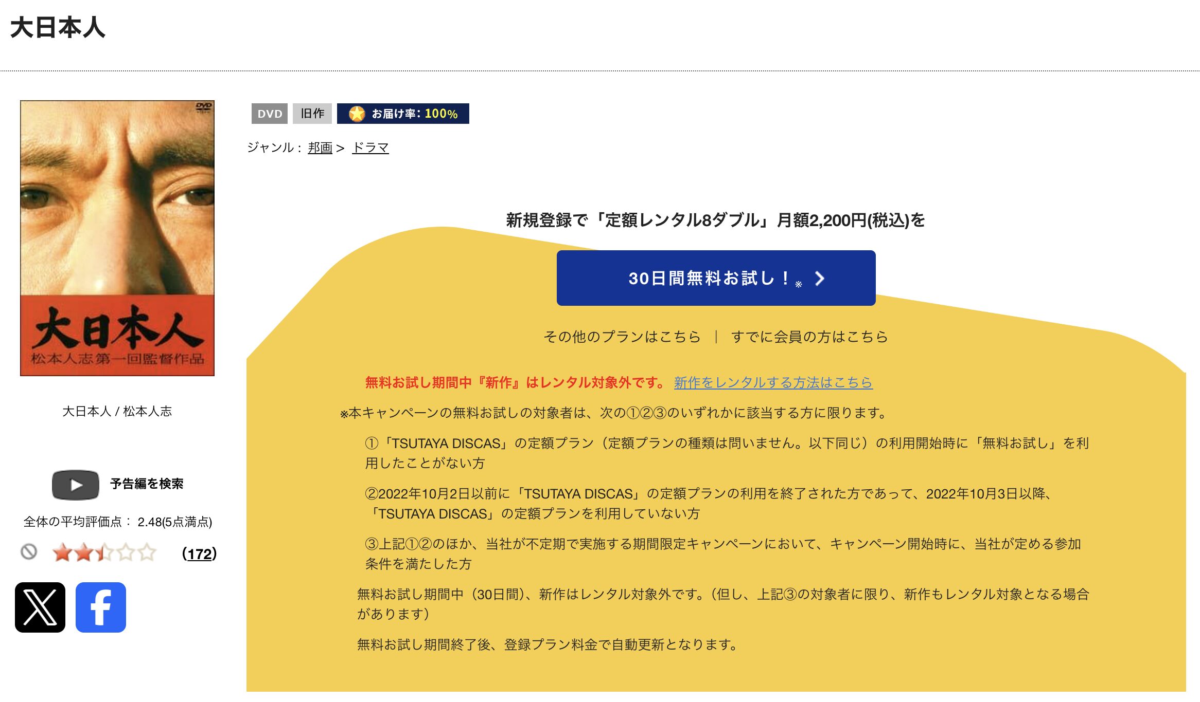 TSUTAYA DISCASの大日本人
