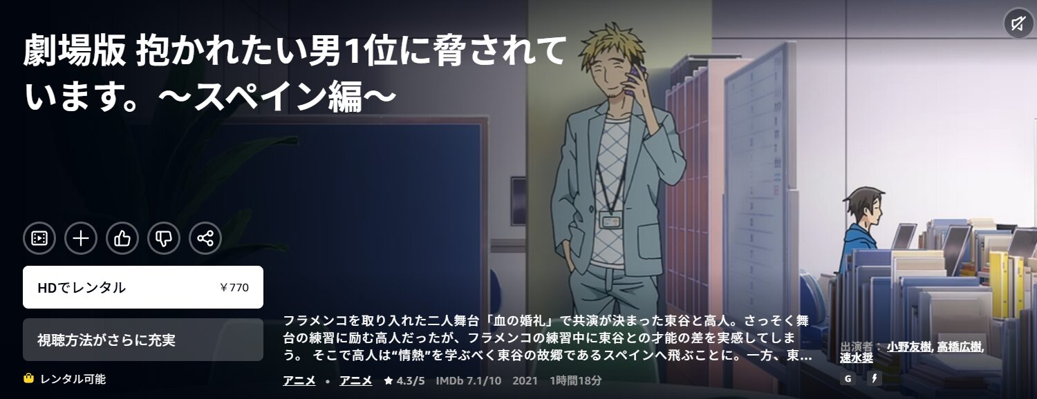 Amazonプライムの劇場版 抱かれたい男1位に脅されています。～スペイン編～配信画像