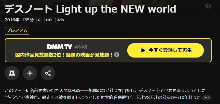 DMM TVのデスノート Light up the NEW world配信画像