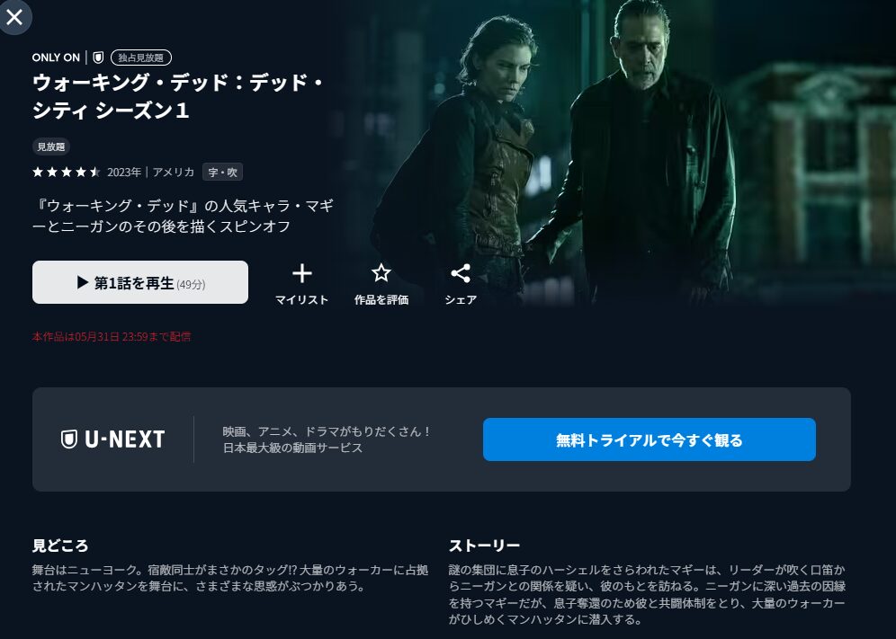 U-NEXTのウォーキング・デッド：デッド・シティ配信画像