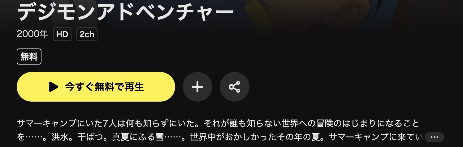 DMM TVのデジモンアドベンチャー配信画像