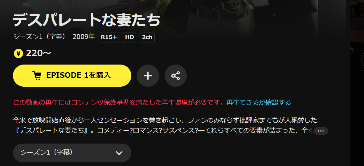 DMM TVのデスパレートな妻たち シーズン1配信画像