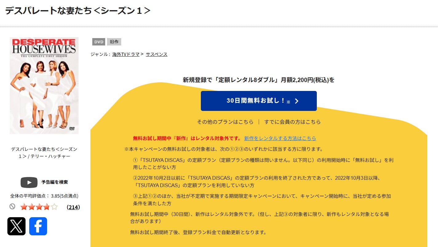TSUTAYA DISCASのデスパレートな妻たち シーズン1
