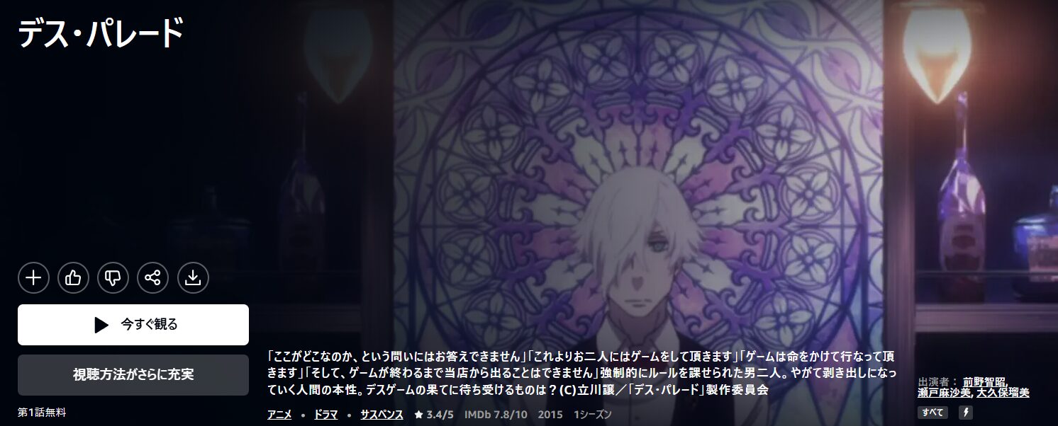 Amazonプライムのデス・パレード配信画像