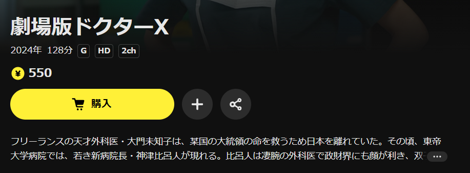 DMM TVの劇場版ドクターX FINAL配信画像