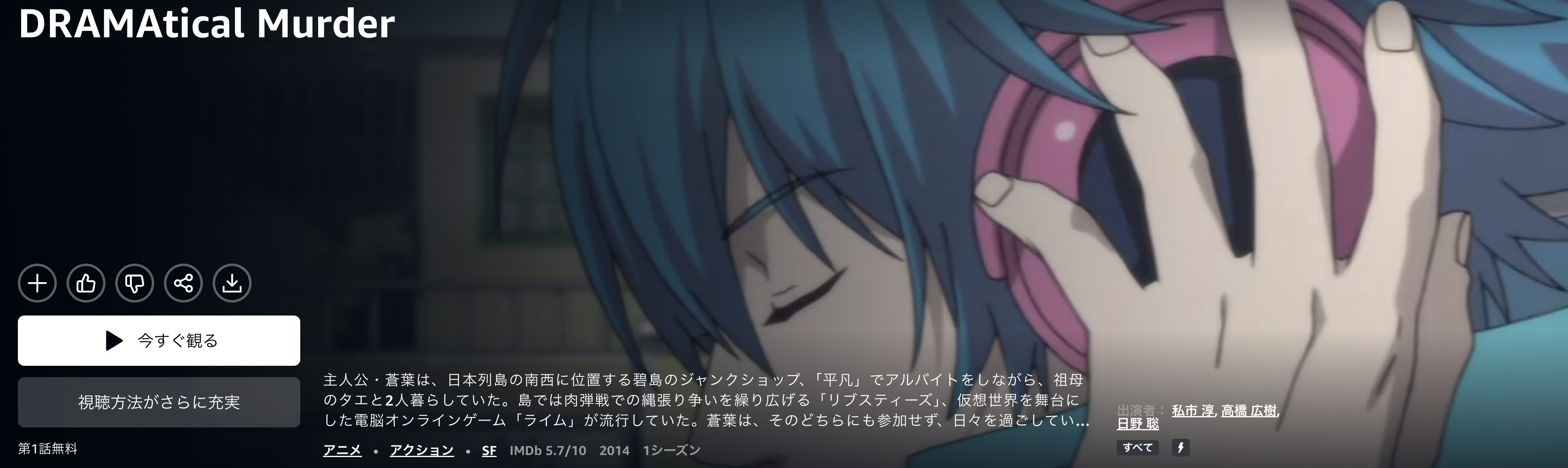 AmazonプライムのDRAMAtical Murder配信画像