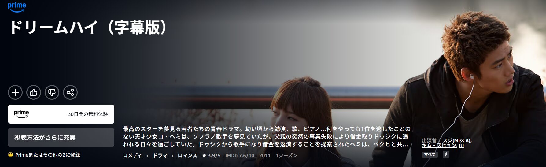 Amazonプライムのドリームハイ配信画像