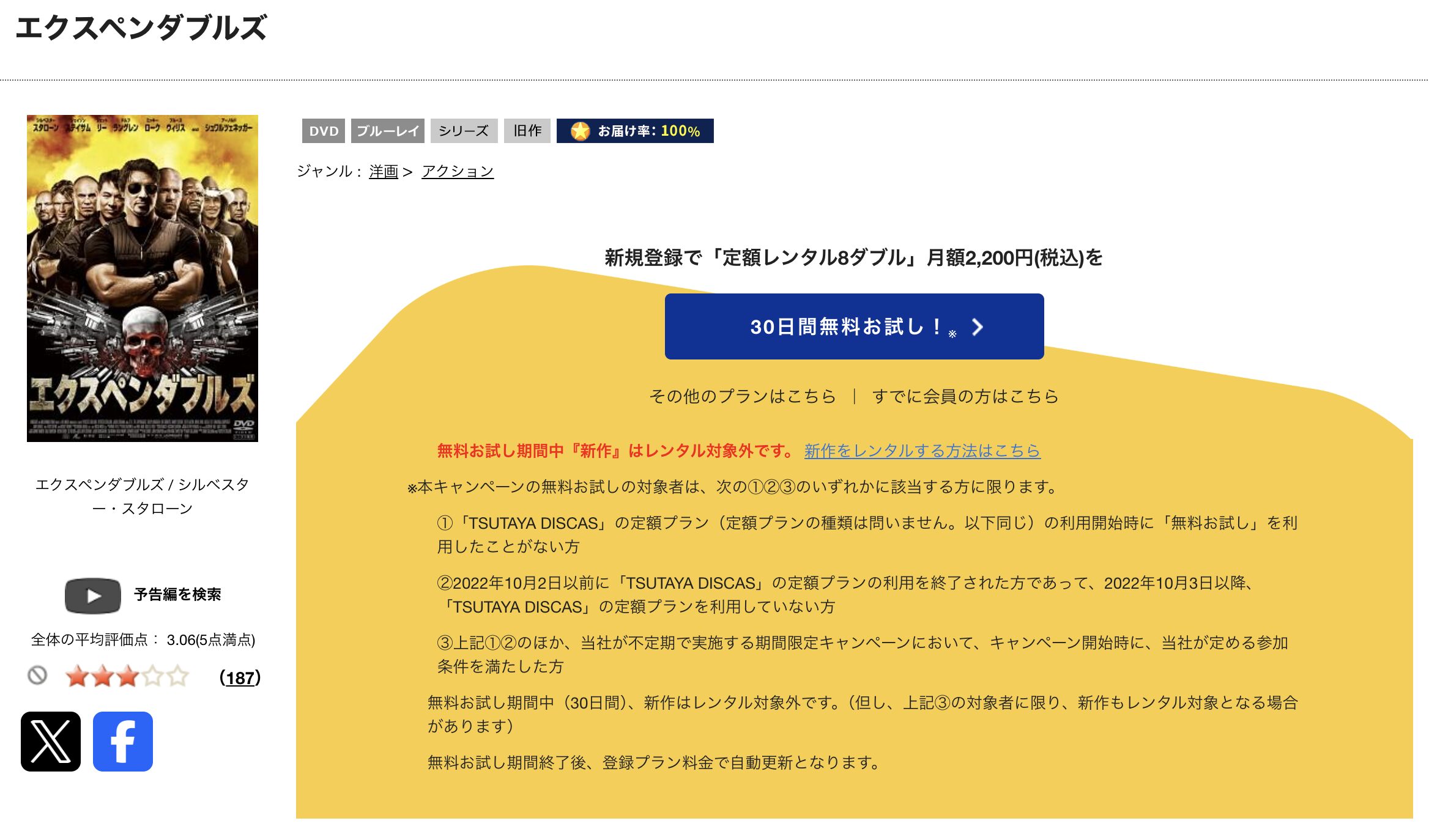 TSUTAYA DISCASのエクスペンダブルズ