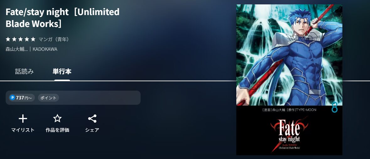 U-NEXTのFate/stay night [Unlimited Blade Works]配信画像