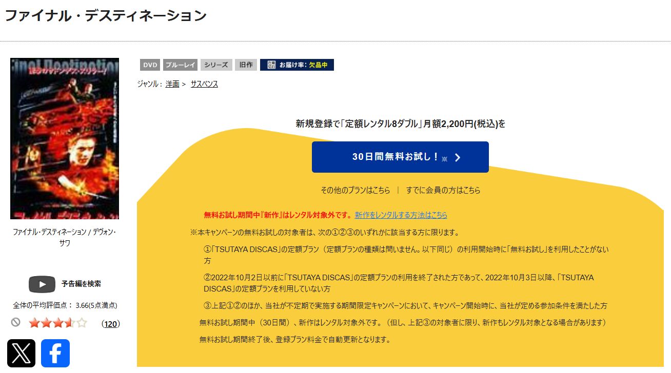 TSUTAYA DISCASのファイナル・デスティネーション