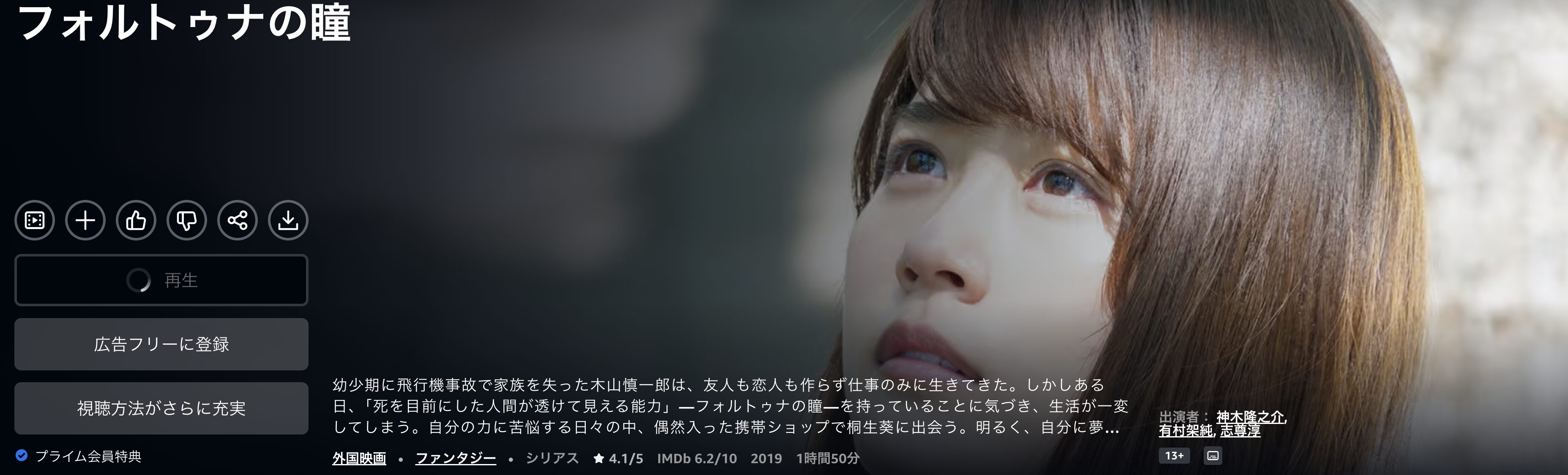 Amazonプライムのフォルトゥナの瞳配信画像