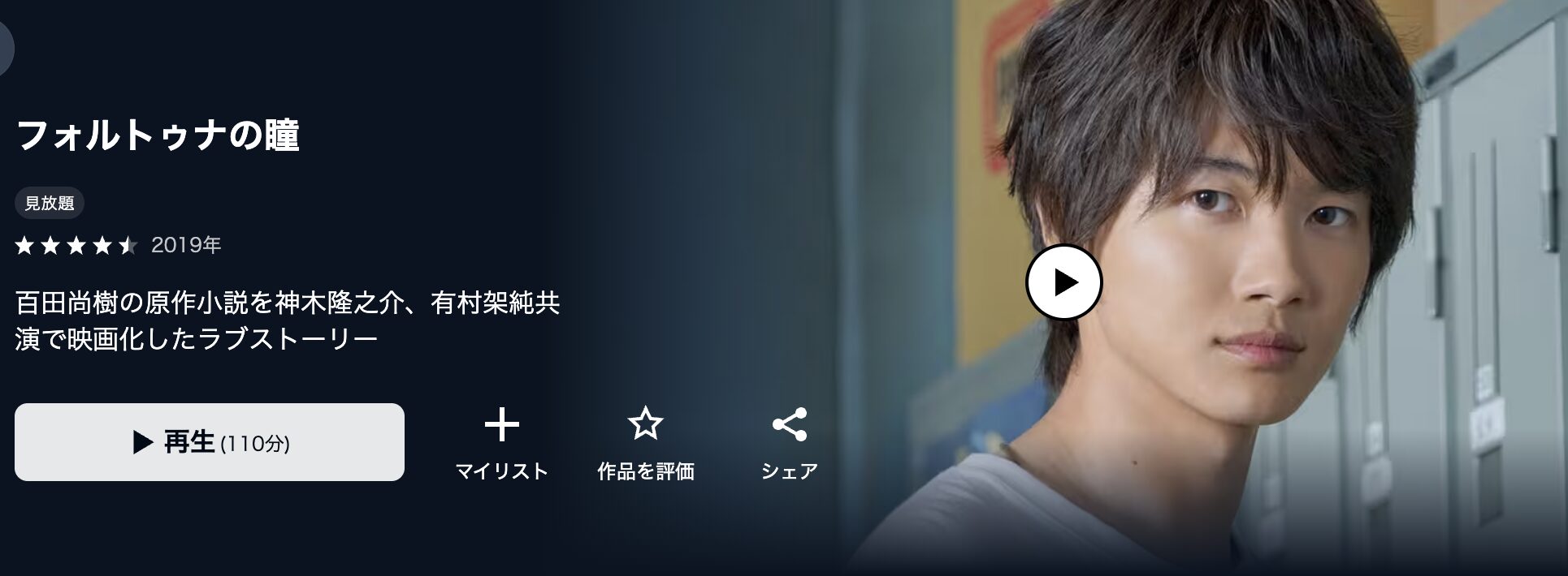 U-NEXTのフォルトゥナの瞳配信画像