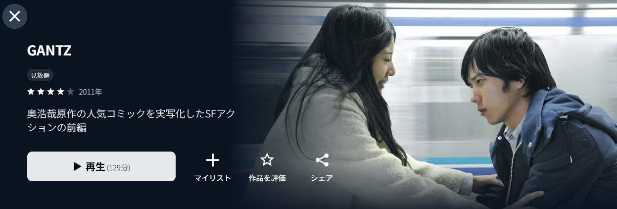 U-NEXTのGANTZ（実写）配信画像
