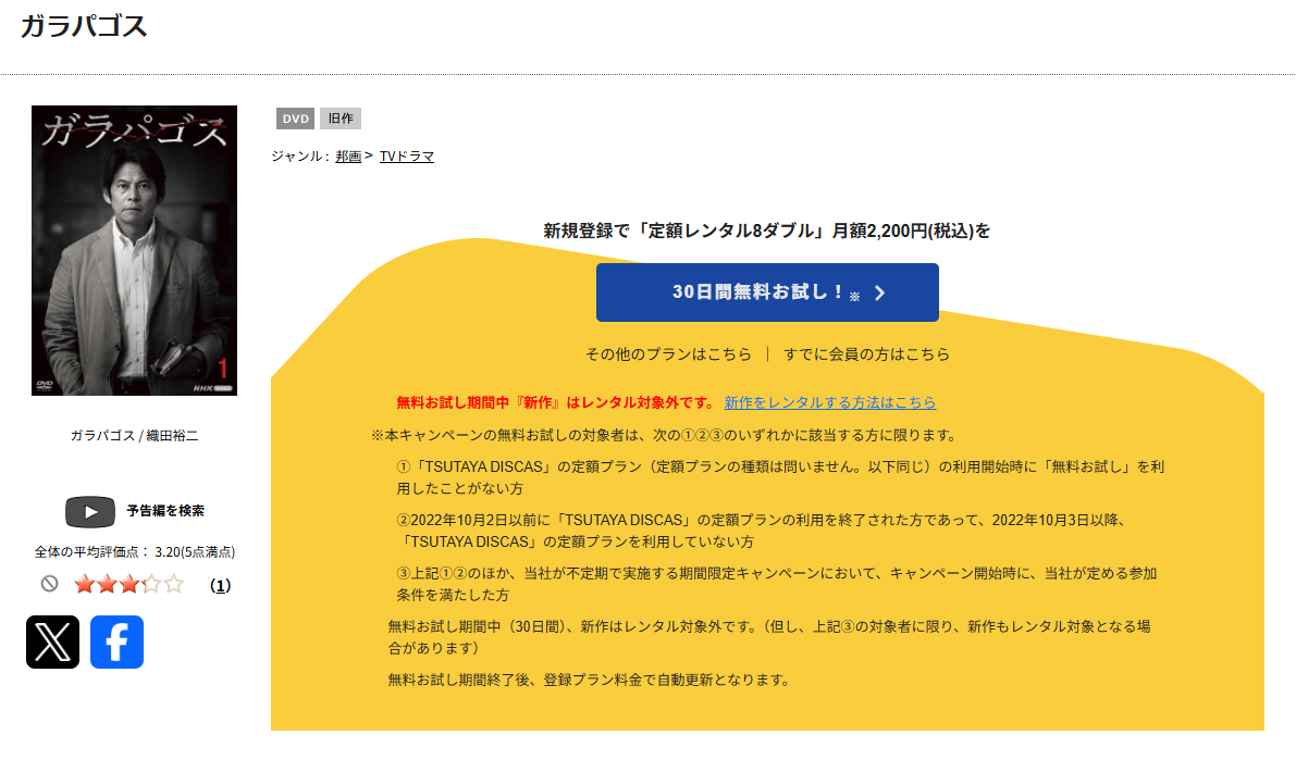 TSUTAYA DISCASのガラパゴス