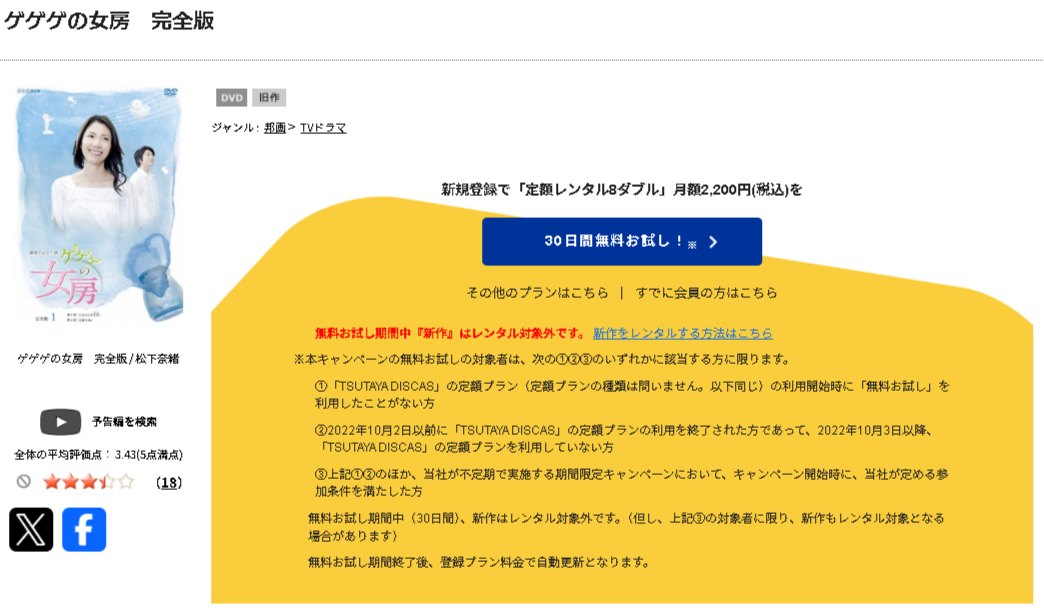 TSUTAYA DISCASのゲゲゲの女房