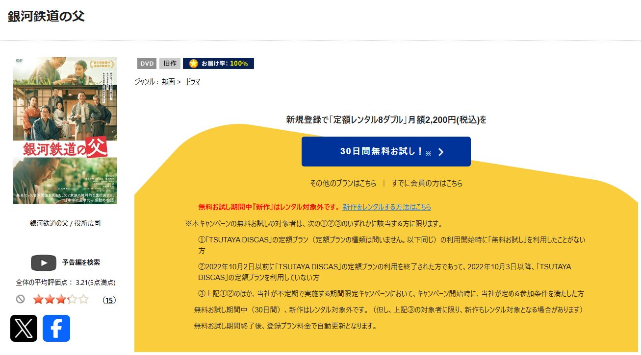 TSUTAYA DISCASの銀河鉄道の父
