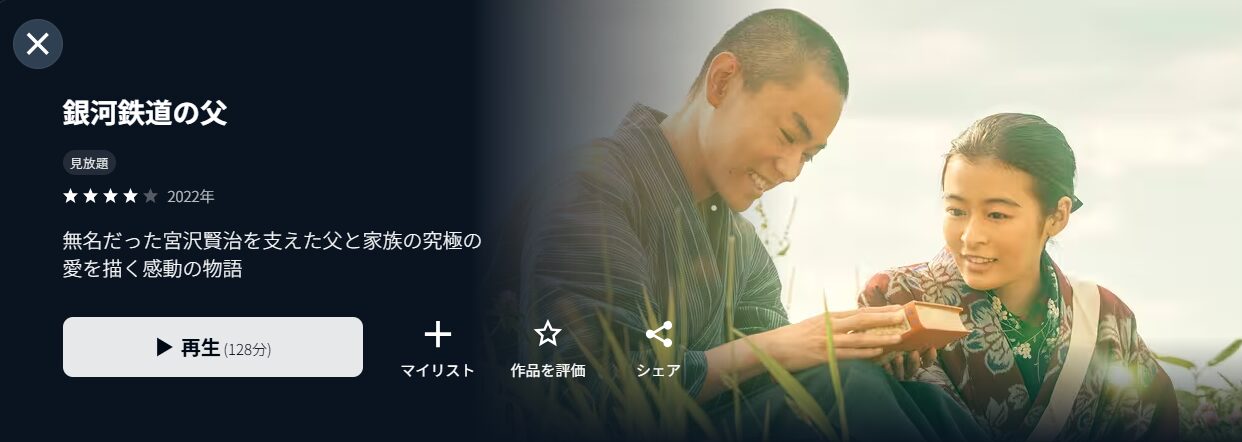 U-NEXTの銀河鉄道の父配信画像
