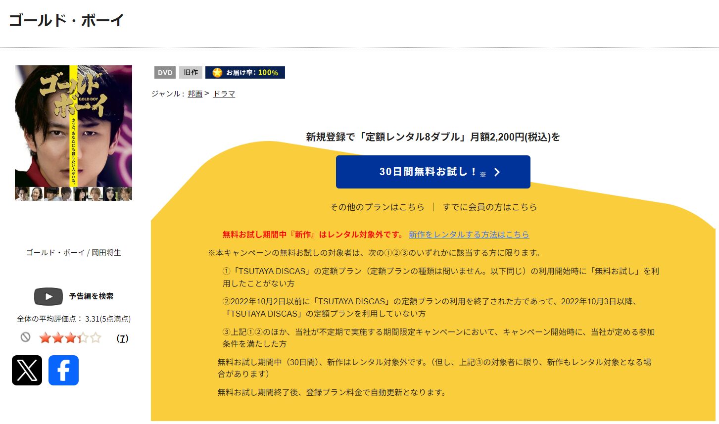 TSUTAYA DISCASのゴールド・ボーイ