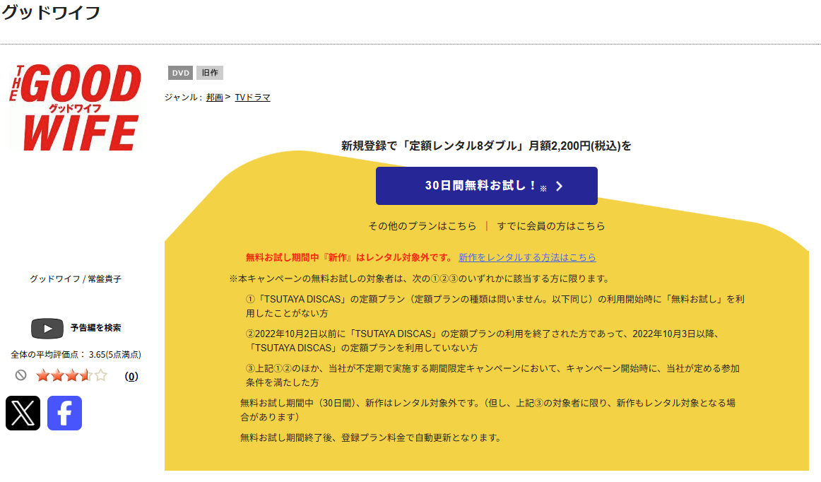 TSUTAYA DISCASのグッドワイフ