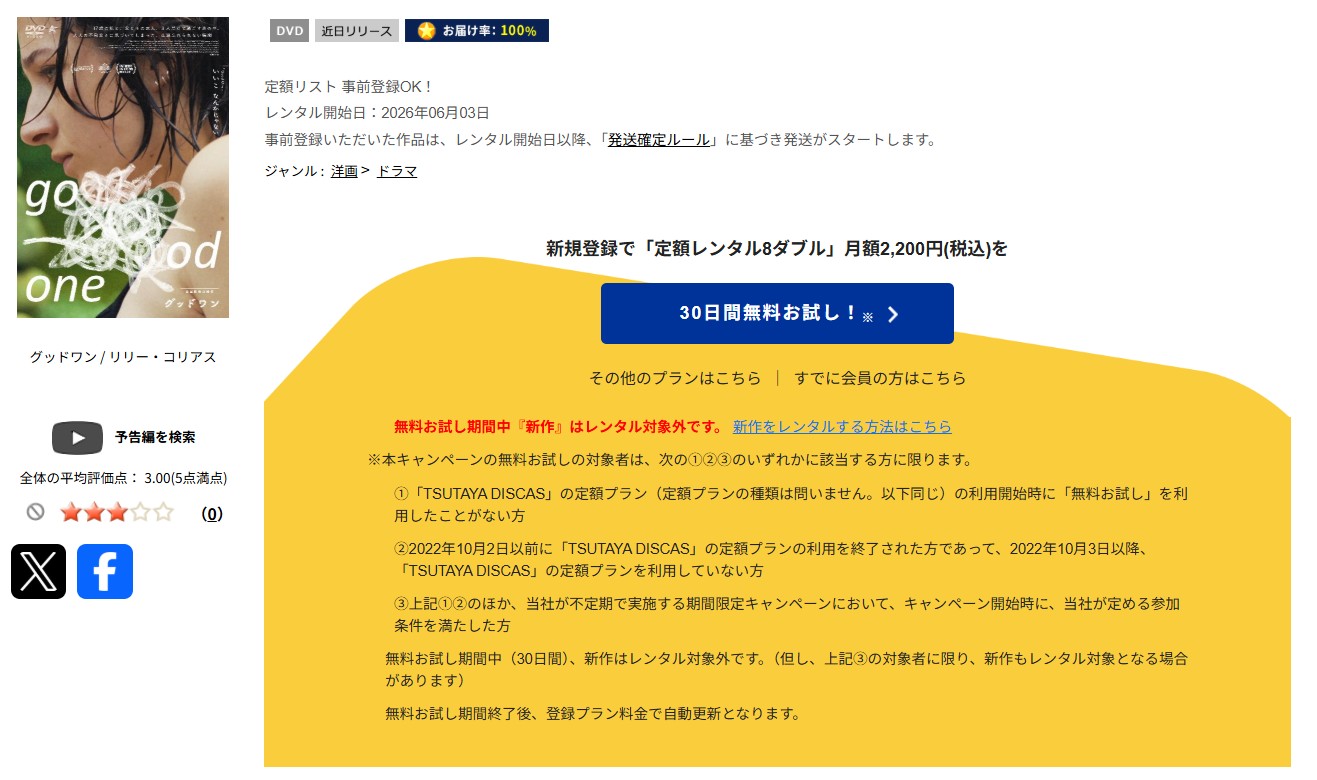 TSUTAYA DISCASのグッドワン