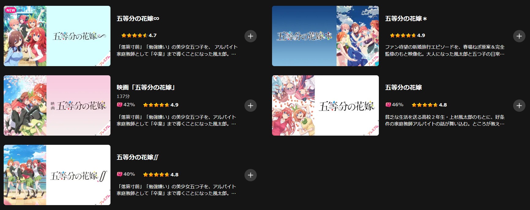 Leminoの五等分の花嫁配信画像