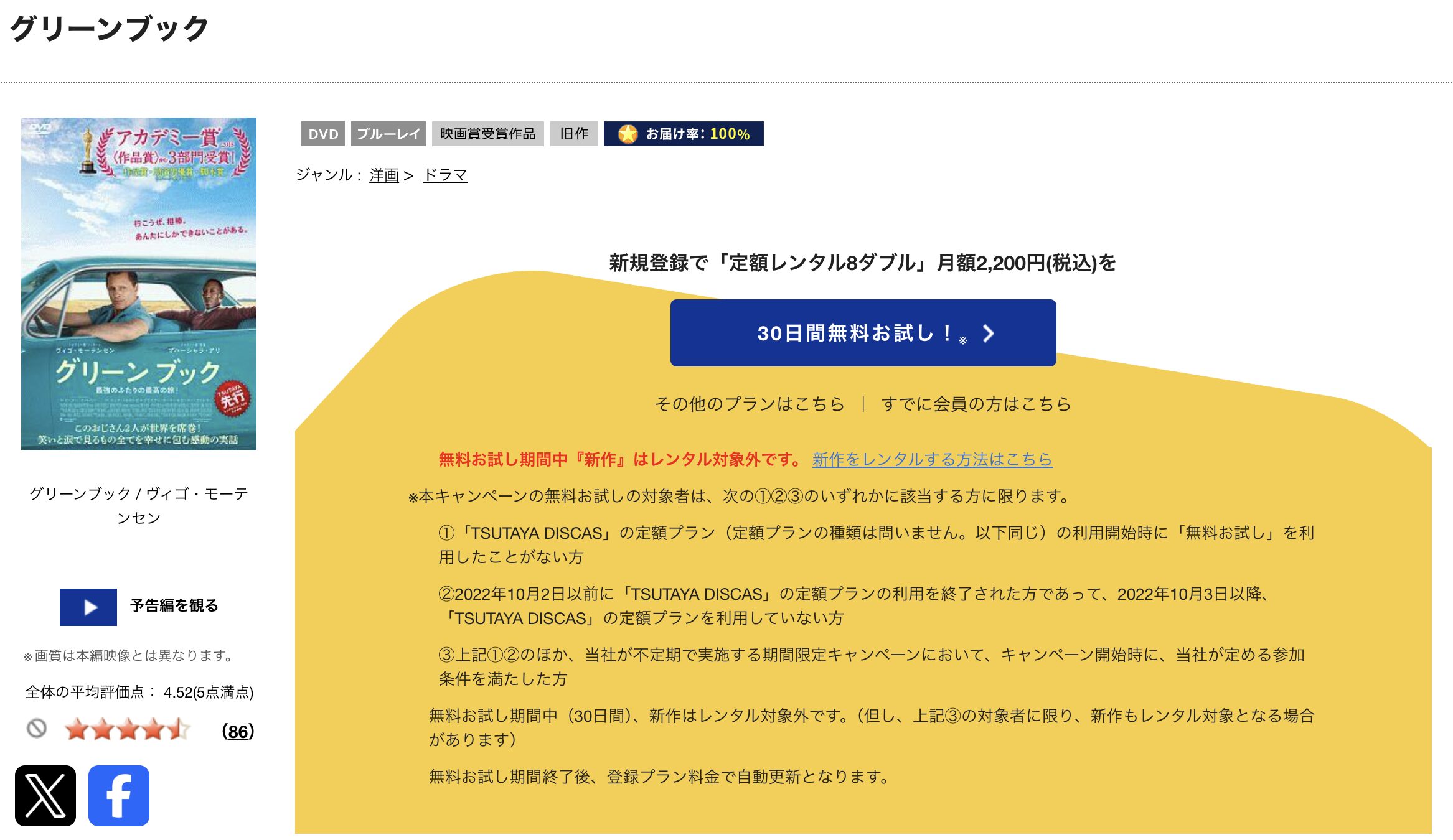 TSUTAYA DISCASのグリーン・ブック
