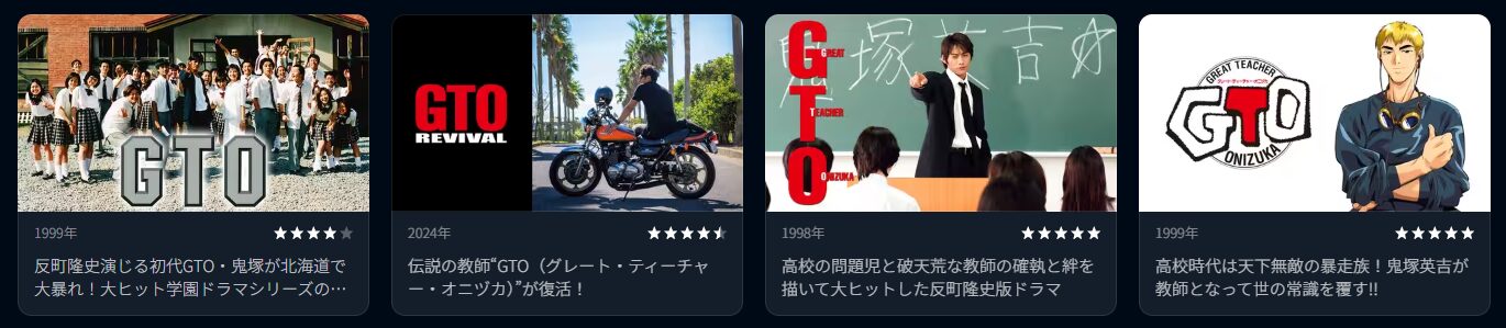 U-NEXTのGTOシリーズ配信画像