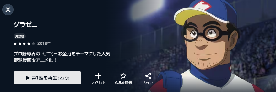 U-NEXTのグラゼニ配信画像