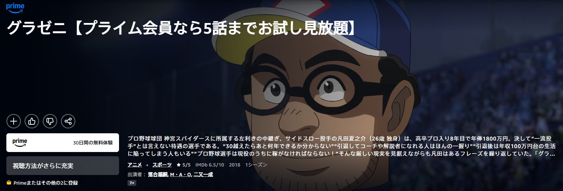 Amazonプライムのグラゼニ配信画像