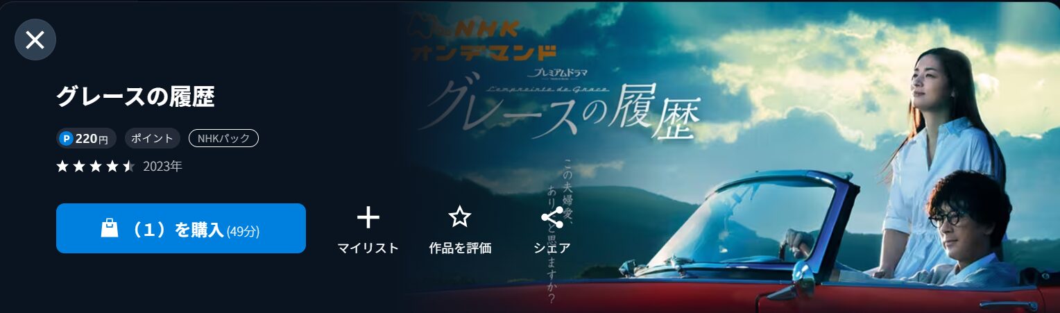 NHKオンデマンドのグレースの履歴配信画像