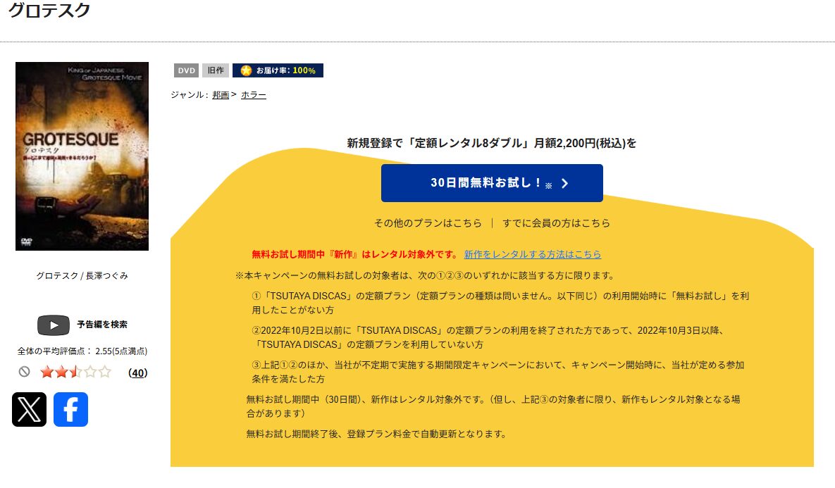TSUTAYA DISCASのグロテスク