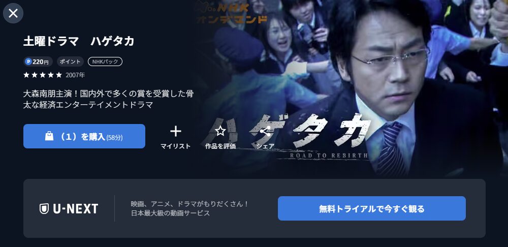 NHKオンデマンドのハゲタカ配信画像