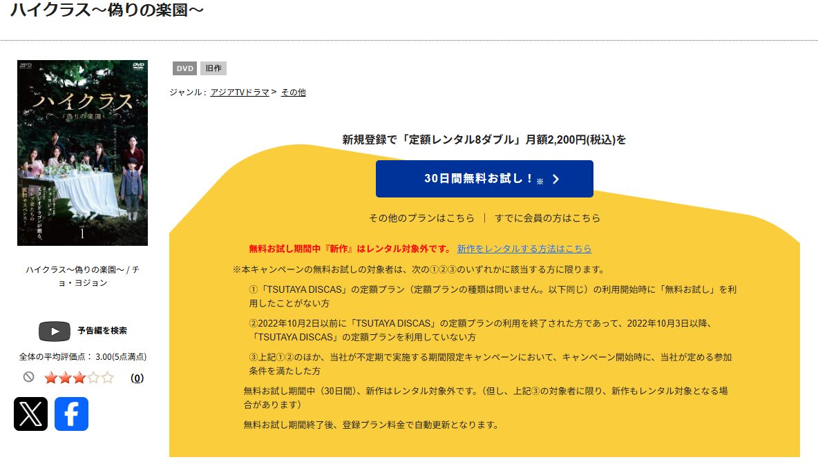 TSUTAYA DISCASのハイクラス～偽りの楽園～