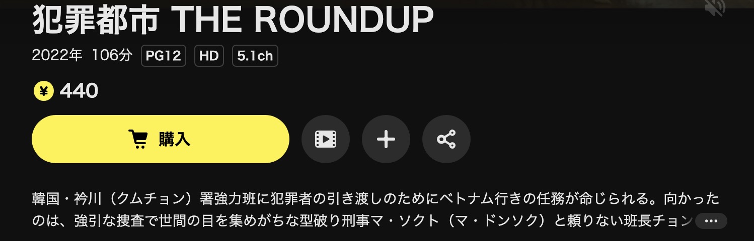 DMM TVの犯罪都市2 THE ROUNDUP配信画像
