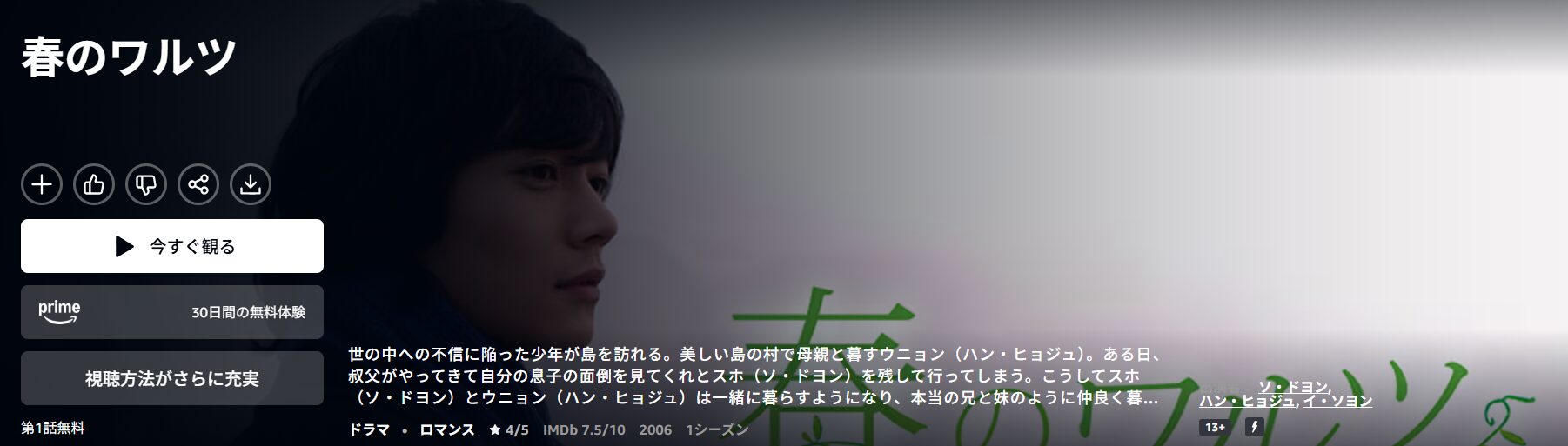 Amazonプライムの春のワルツ配信画像