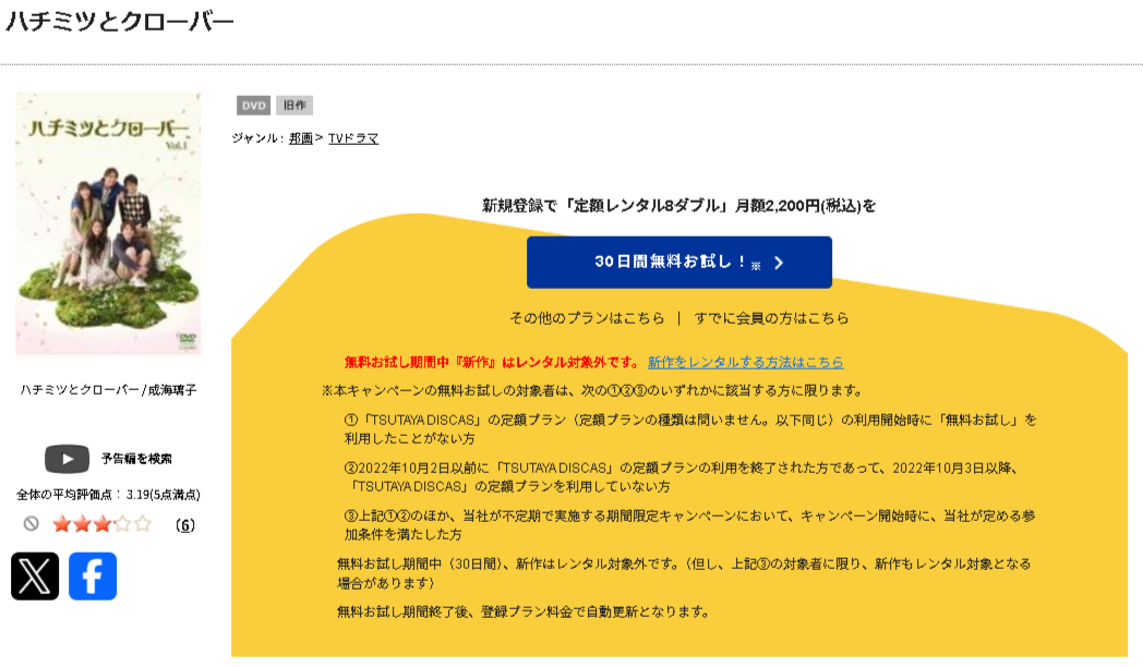 TSUTAYA DISCASのハチミツとクローバー
