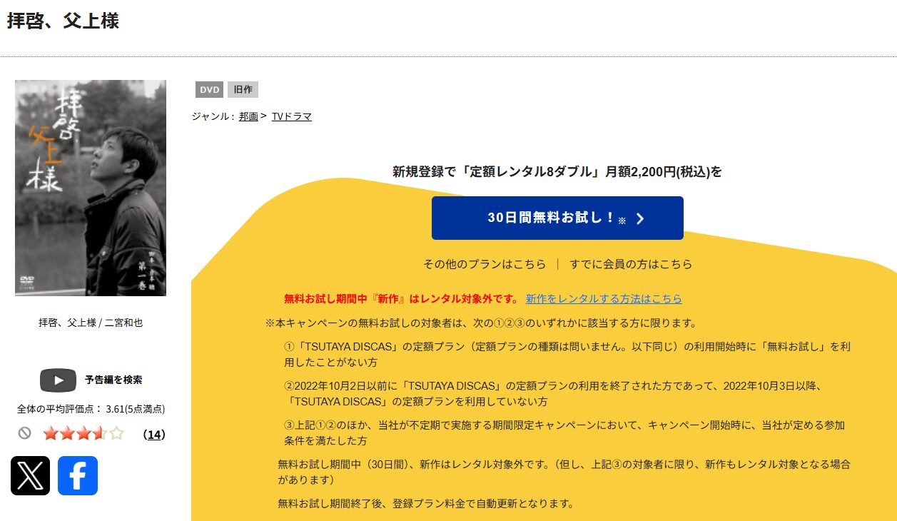 TSUTAYA DISCASの拝啓父上様