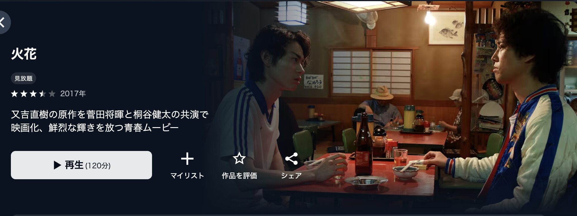 U-NEXTの火花配信画像