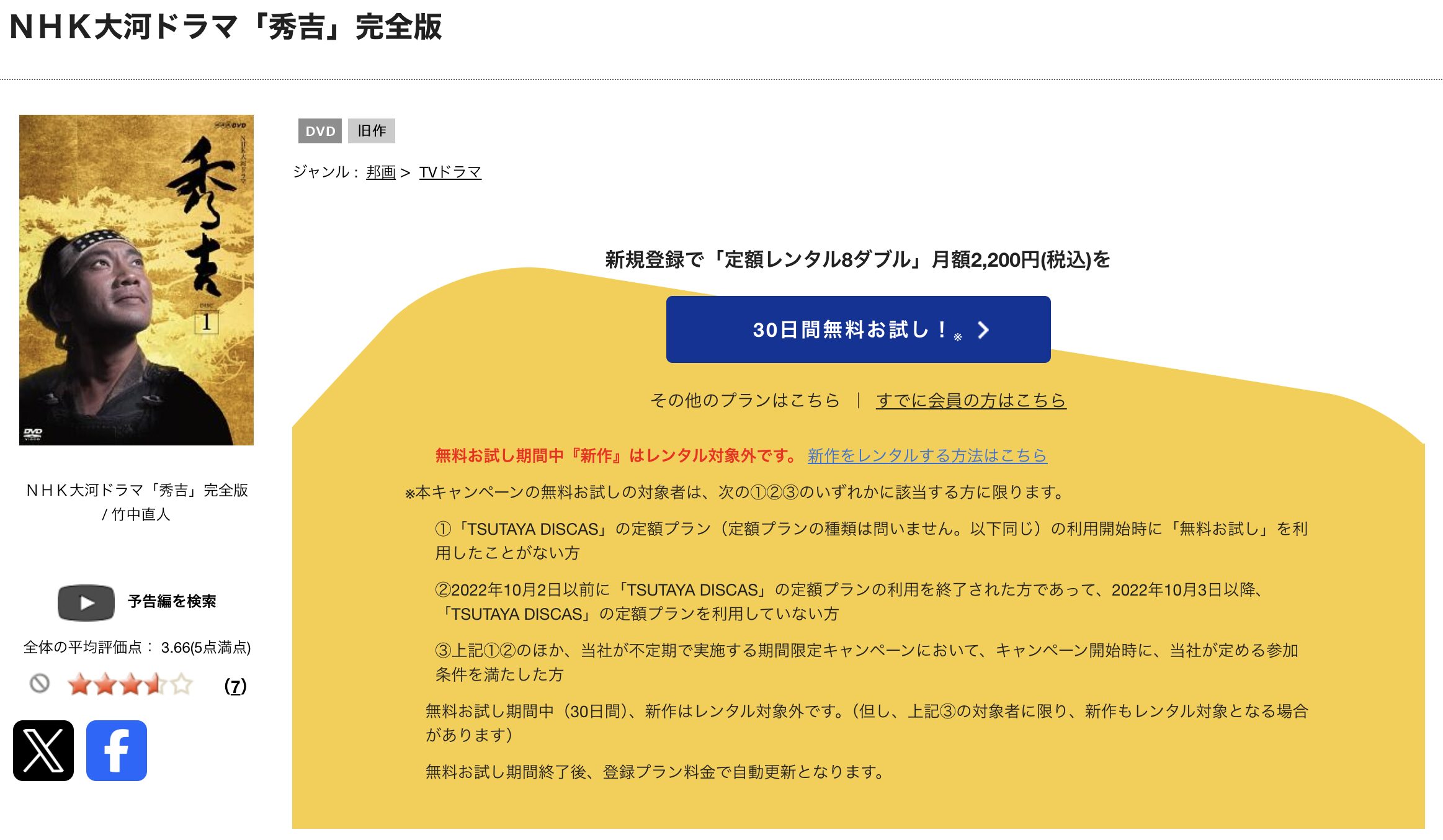 TSUTAYA DISCASの秀吉