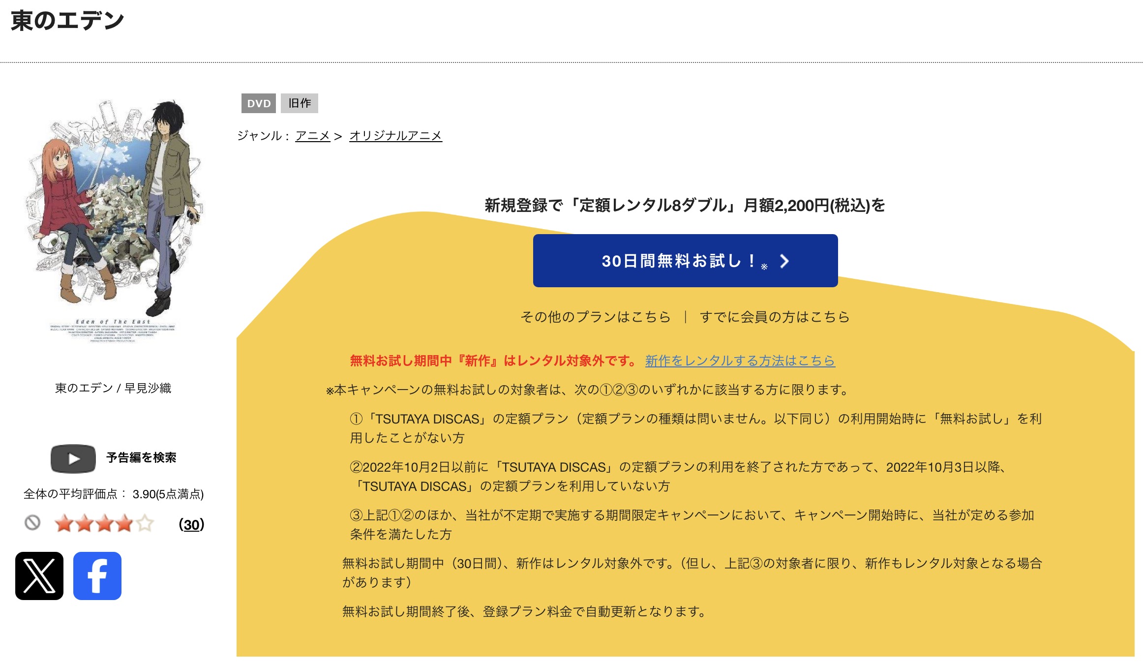 TSUTAYA DISCASの東のエデン