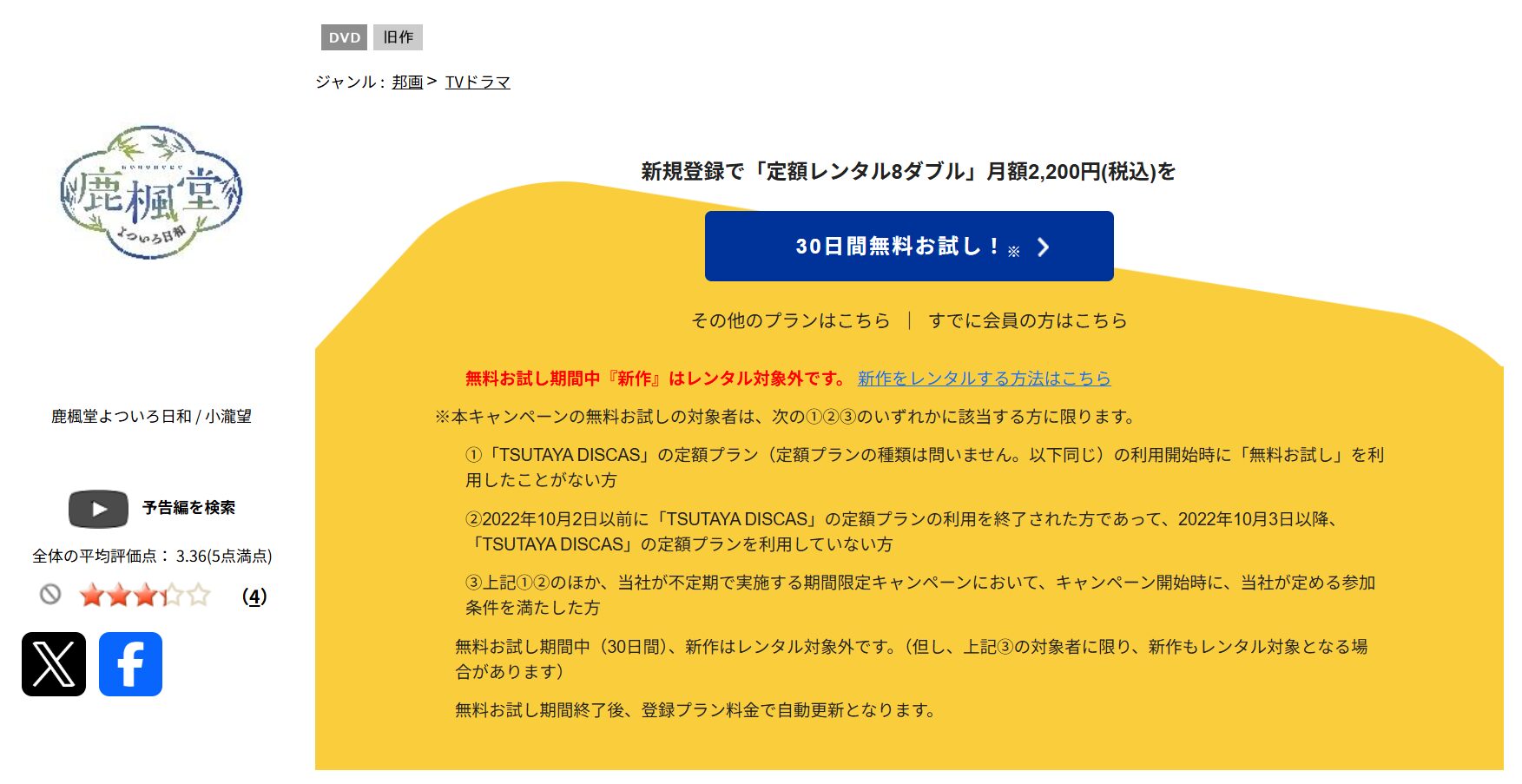 TSUTAYA DISCASの鹿楓堂よついろ日和