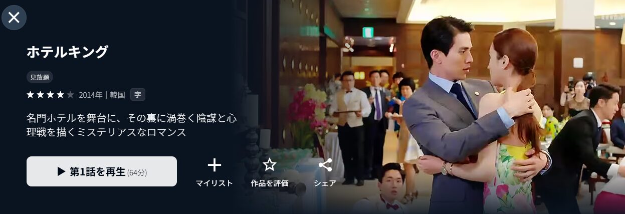 U-NEXTのホテルキング配信画像