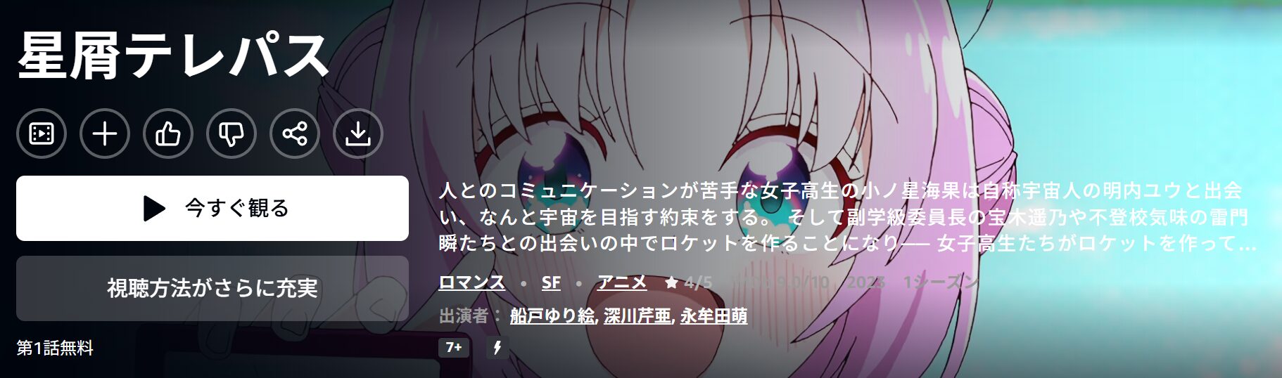 Amazonプライムの星屑テレパス配信画像