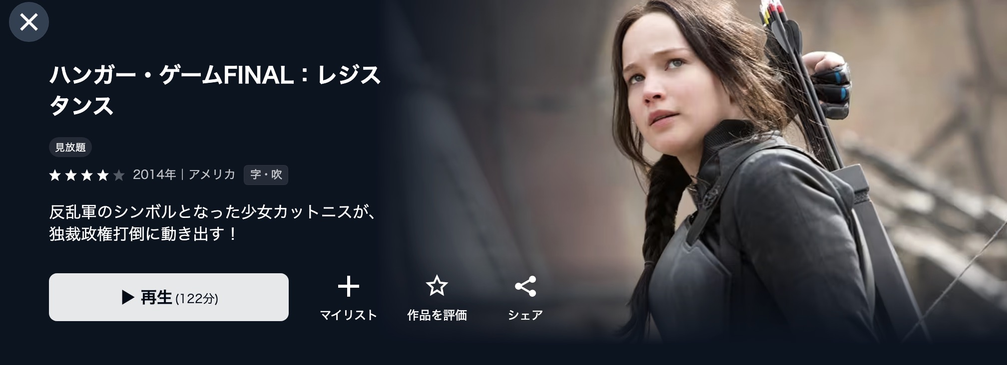 U-NEXTのハンガー・ゲーム FINAL: レジスタンス配信画像