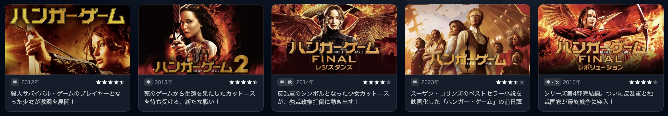 U-NEXTのハンガー・ゲーム配信画像